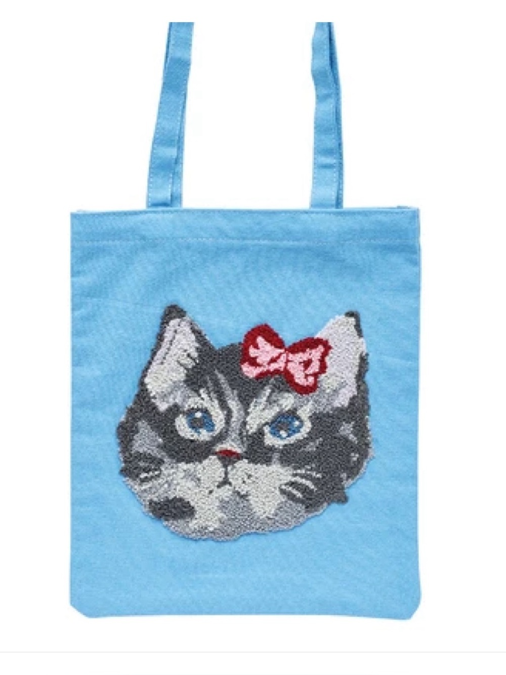 Nathalie Lete! Mini Tote Bag. Blue w/ Cat Face! Japan Import. Brand New!